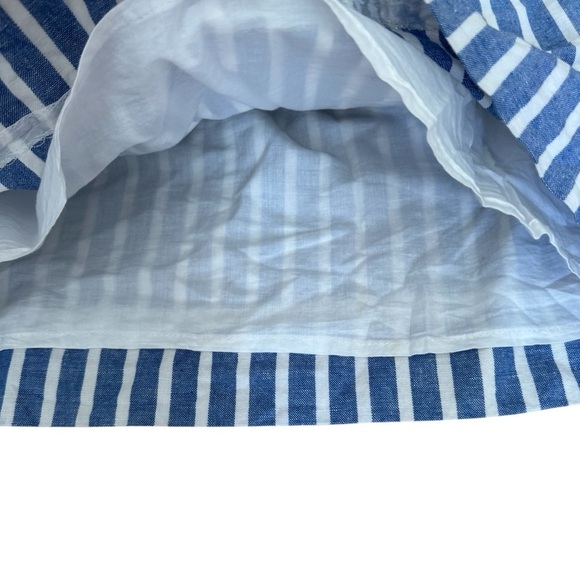 J Crew Mini Blue White Striped Linen Blend Skirt Pockets size 2 - Picture 3 of 9